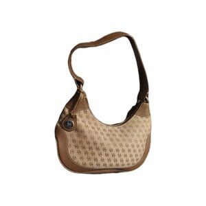 Dooney & Bourke Brown Tan All Leather Signature Canvas Hobo Purse Bag 83039187